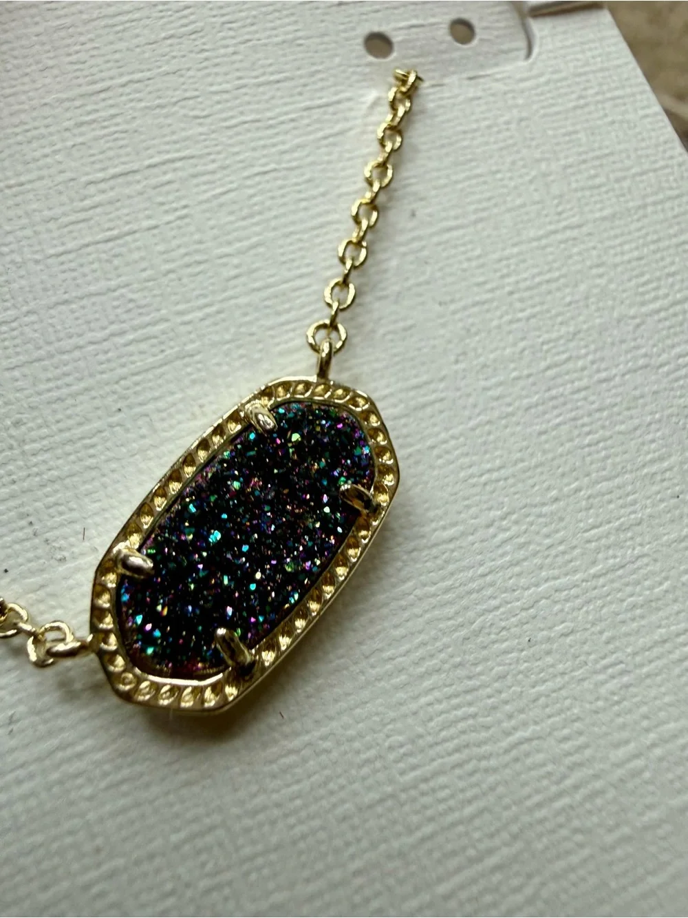 Kendra Scott Gold Rainbow Druzy Elisa pendant Necklace